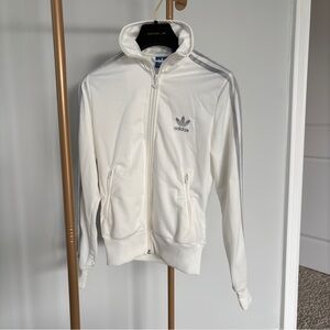 ADIDAS White and Silver Gray Track Jacket